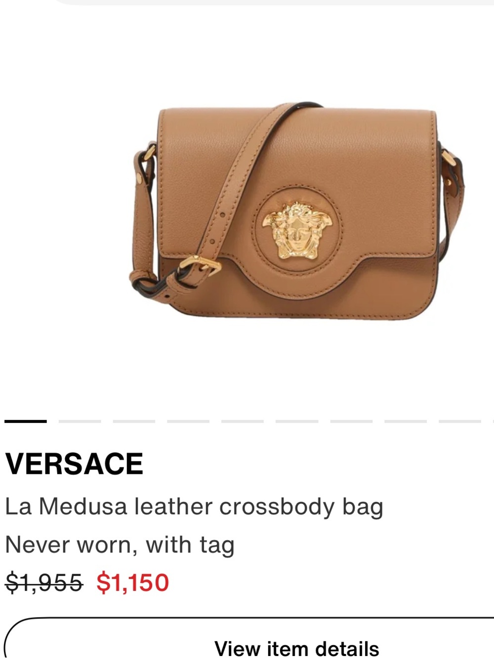 Versace Tan La Medusa Leather Shoulder Bag with Gold Medallion
